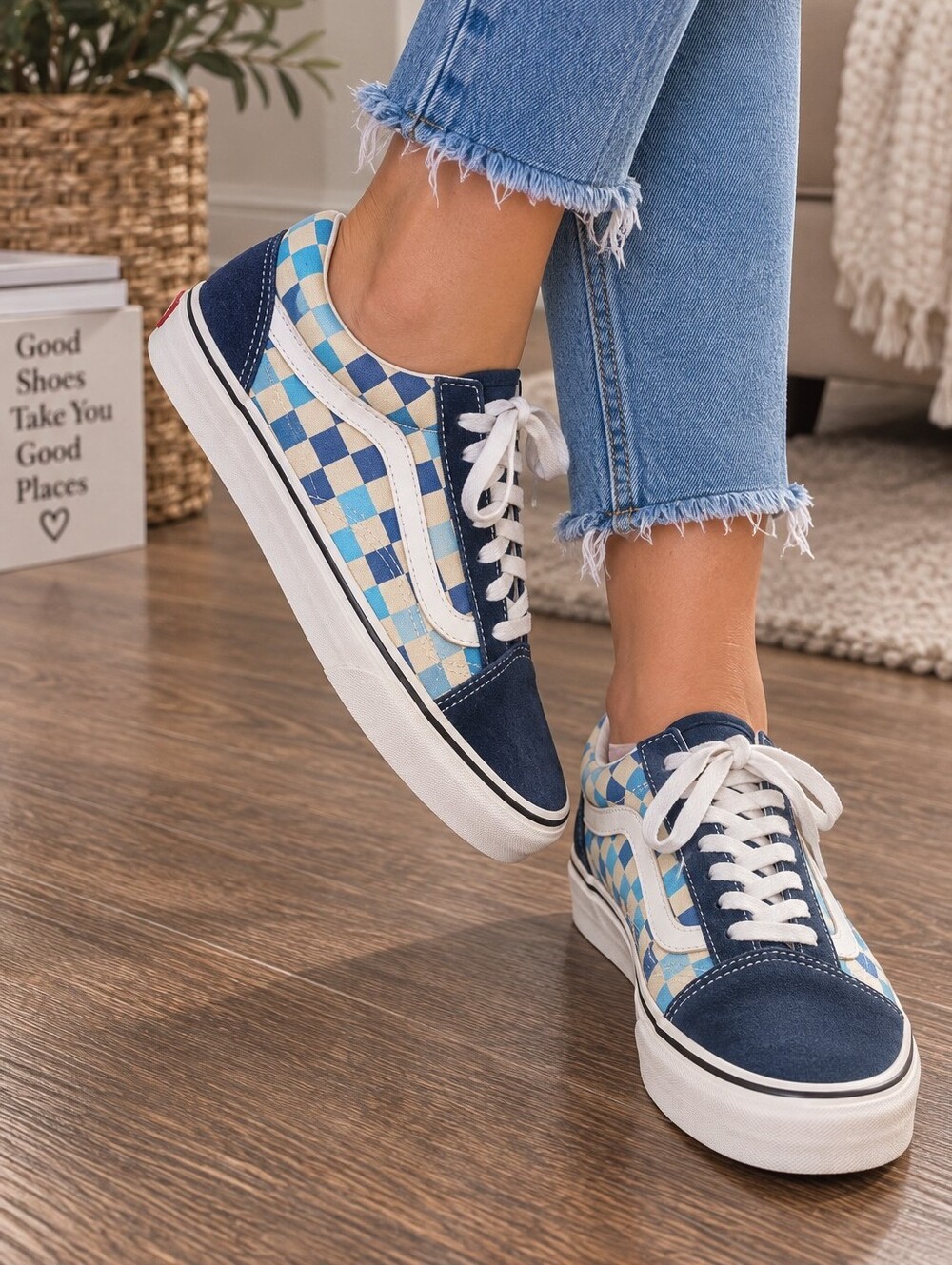 Vans Old Skool Blue Topaz Checkerboard Shoes - Men's 9.5/Women's 11 - RETIRED